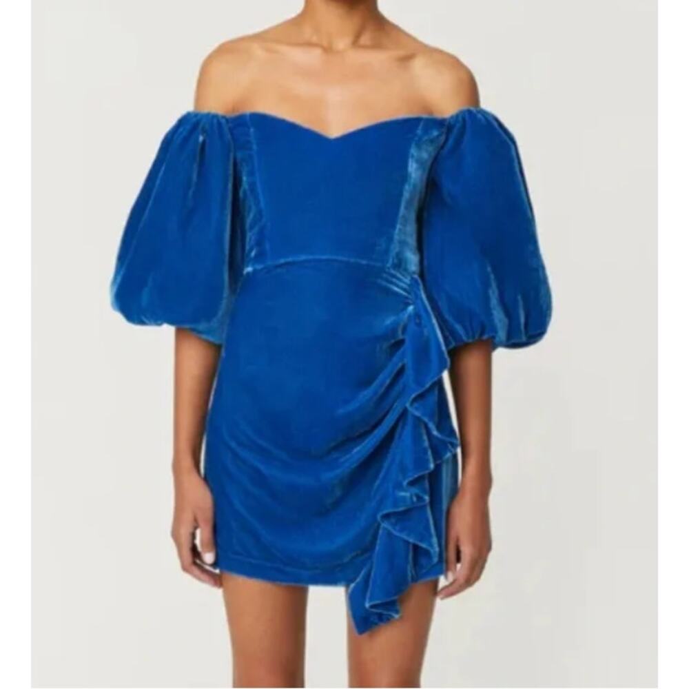 Rhode Adrian Velvet Dress in Air Force Blue Womens Size 12